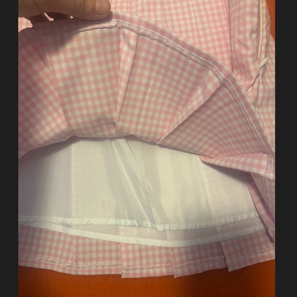 Retro bubblegum pink gingham pleated tennis miniskirt NWT - Picture 5 of 16